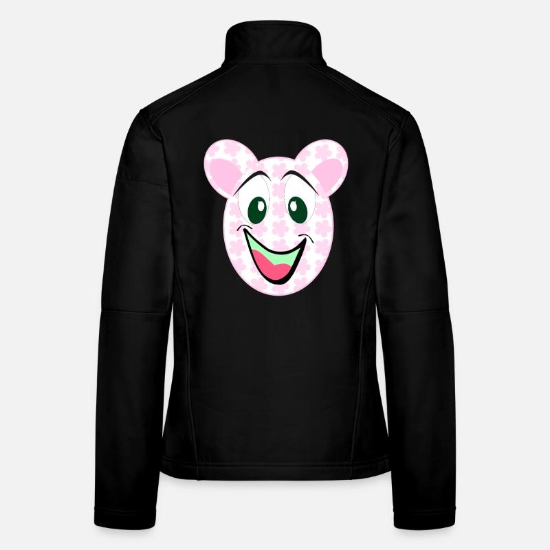 Bär Blumenmuster Lächeln - Frauen Softshelljacke - Schwarz