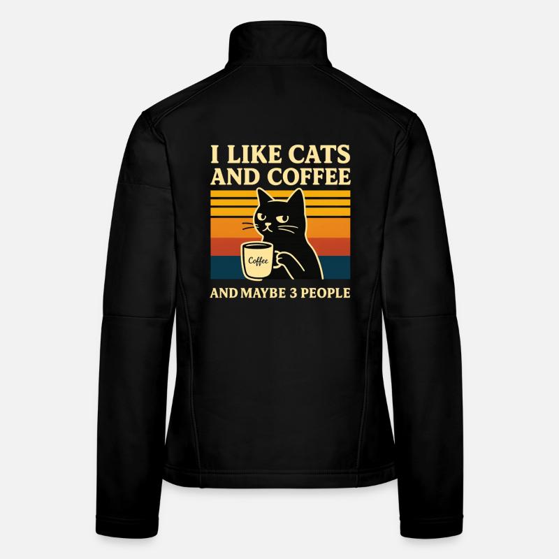 Retro Humor Ich mag Katzen & Kaffee Stubentiger Frauen Softshelljacke