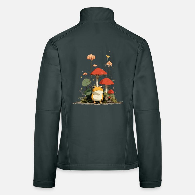 Grenouille devant des champignons rouges dans la forêt Veste en tissu softshell Femme