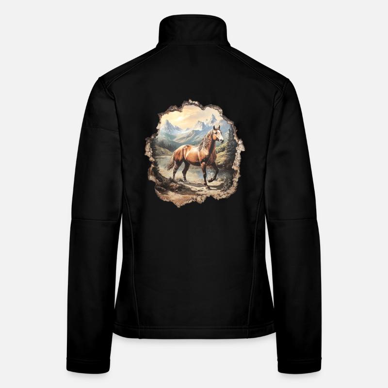 Pferd Berge Frauen Softshelljacke