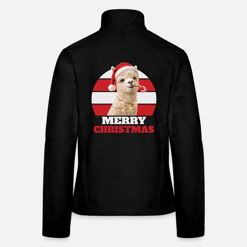 Alpaca with candy cane Women's Softshell Jacket