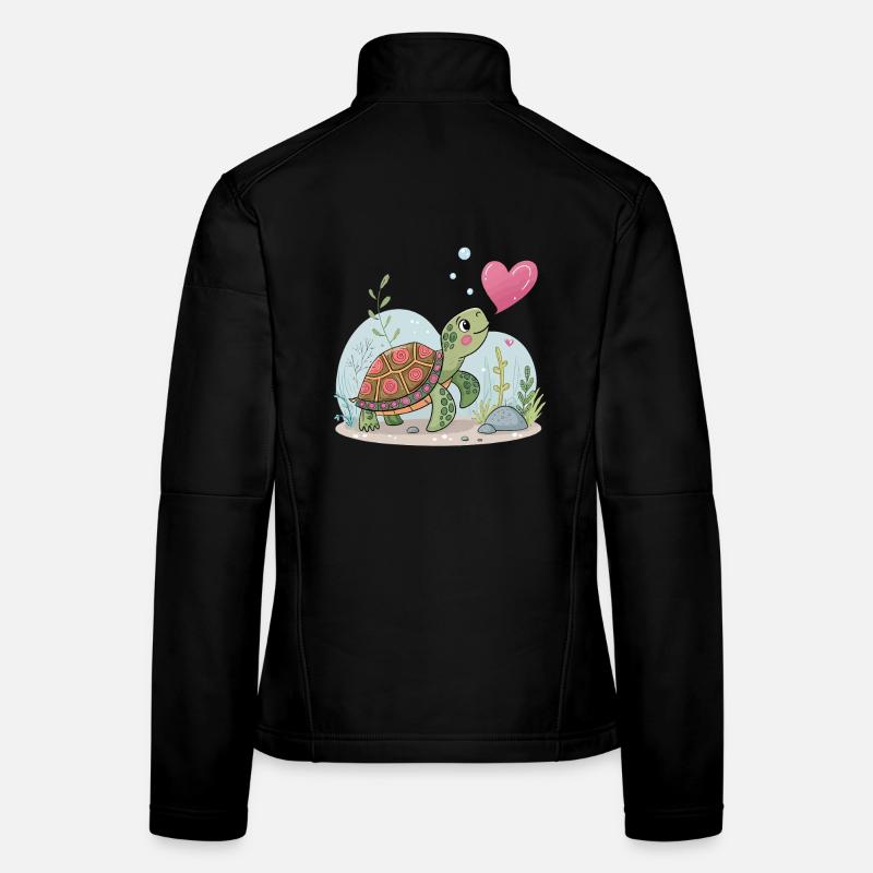 Dreamy turtle with a floral heart Women's Softshell Jacket