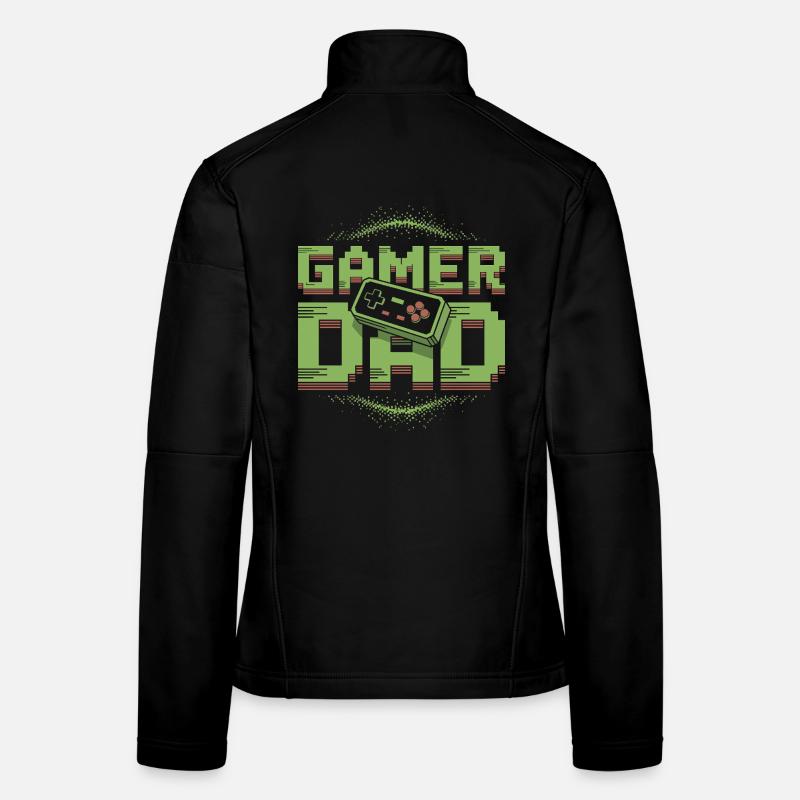 Conception Pixel Art pour Papa Joueur Veste en tissu softshell Femme