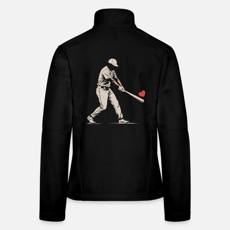 Silhouette Batter Baseball Valentines Women's Softshell Jacket