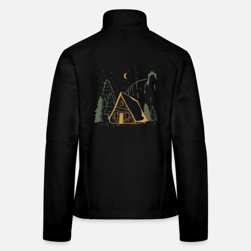Moonlit Rustic Cabin Night Women's Softshell Jacket