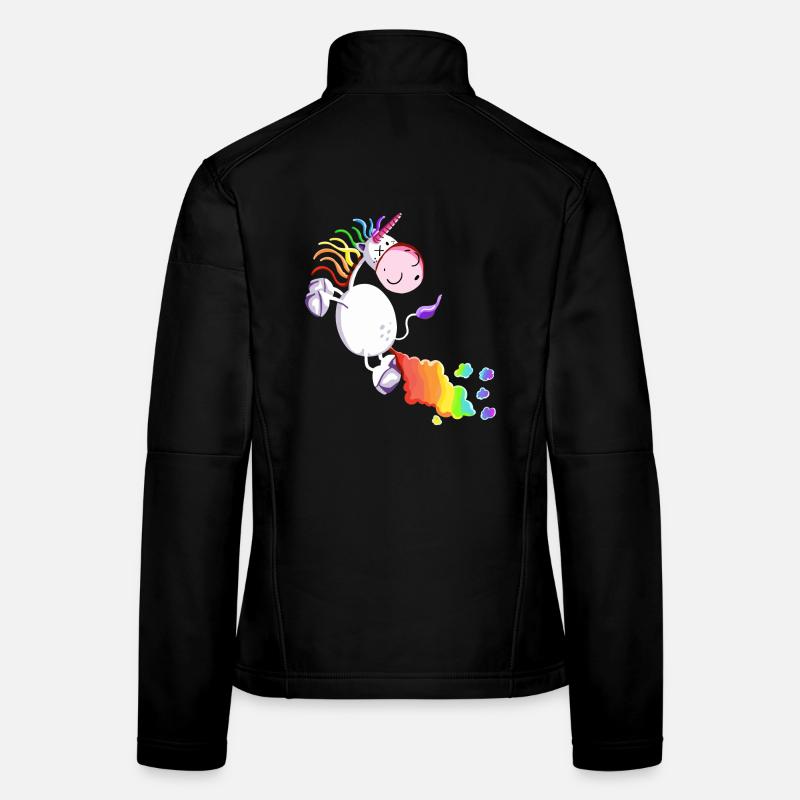 Une licorne pète une arc-en-ciel. Veste en tissu softshell Femme