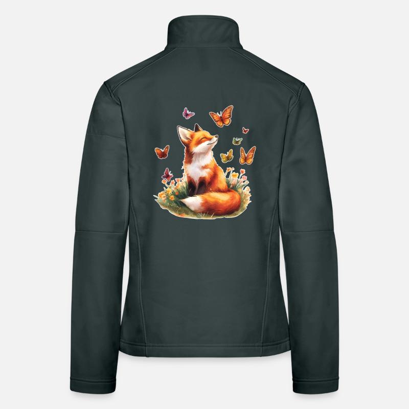 Fuchs mit Schmetterlingen Frauen Softshelljacke