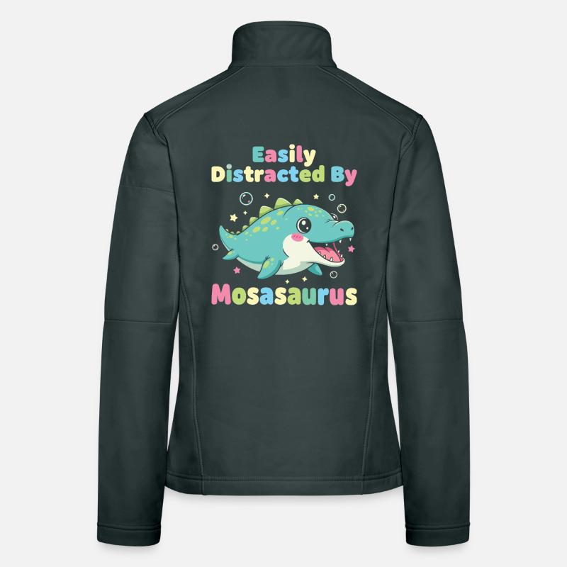 Kawaii Easily Distracted By Mosasaurus Women's Softshell Jacket
