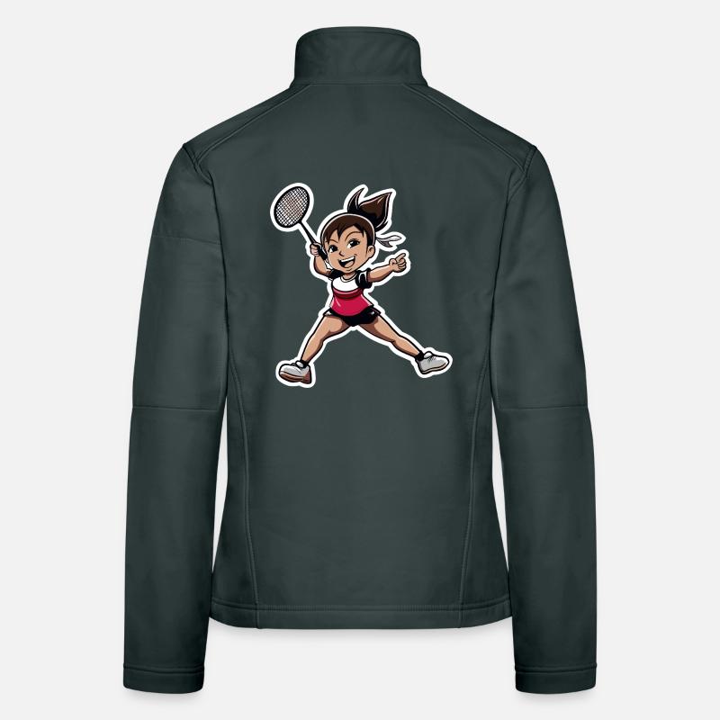 Badminton Player Cartoon Women's Softshell Jacket