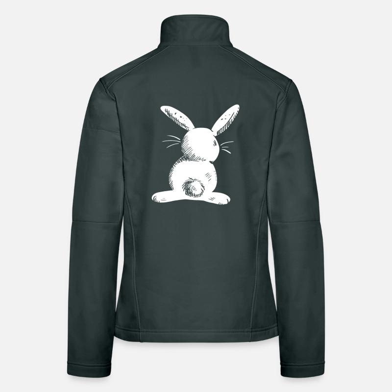 White long eared hare comic Women's Softshell Jacket