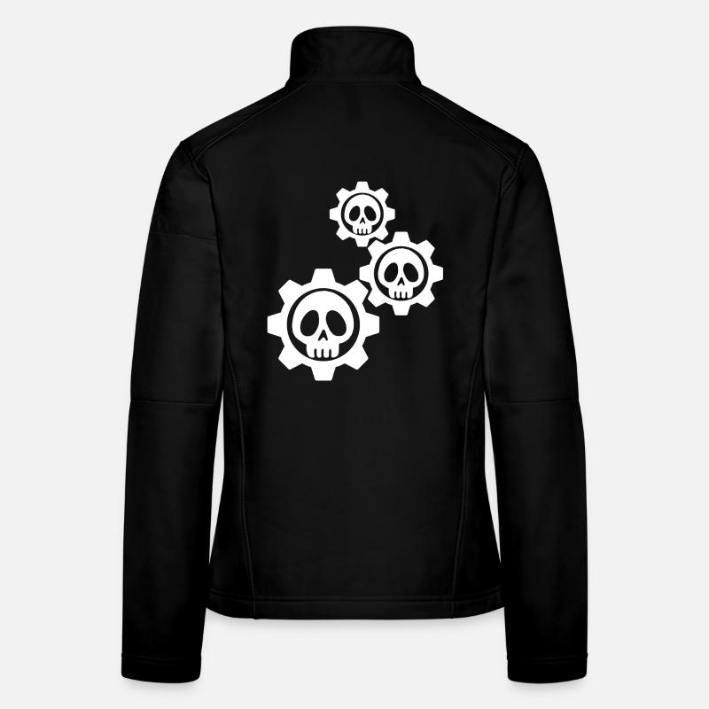 White skulls and gears Women's Softshell Jacket