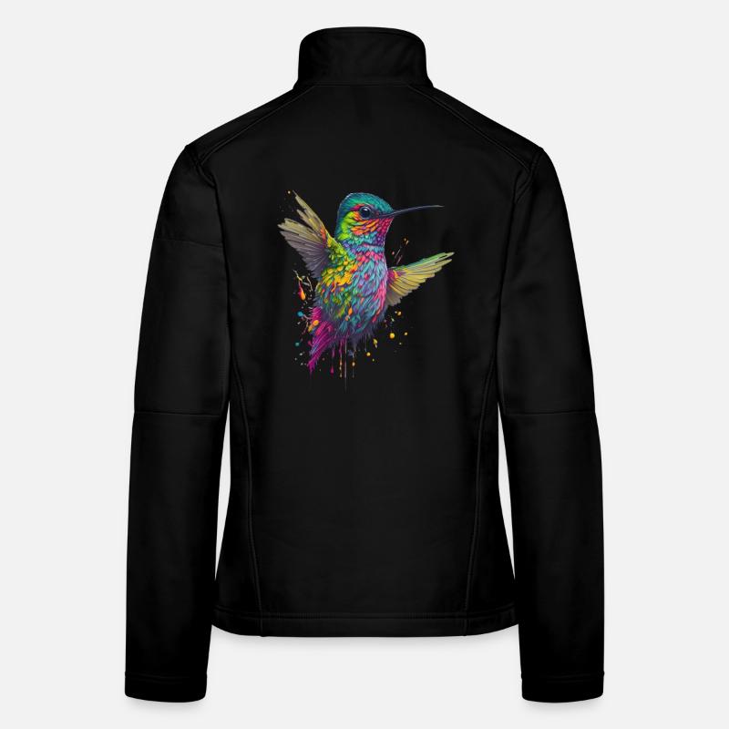 Explosion de couleurs Hummingbird Artwork Veste en tissu softshell Femme