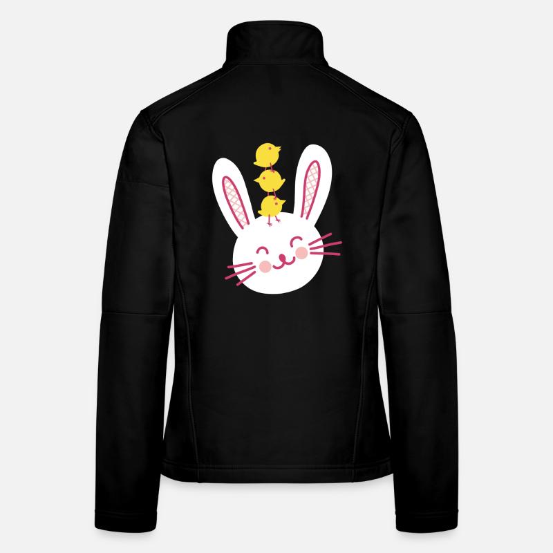 Lapin de Pâques et trois poussins mignons Veste en tissu softshell Femme