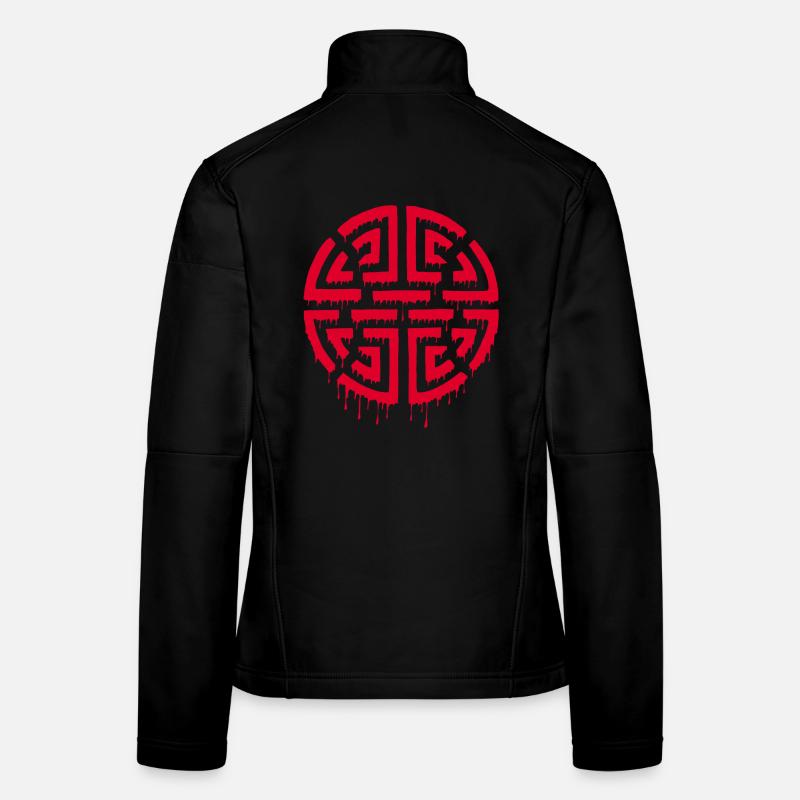 Graffiti eines roten Labyrinths Frauen Softshelljacke