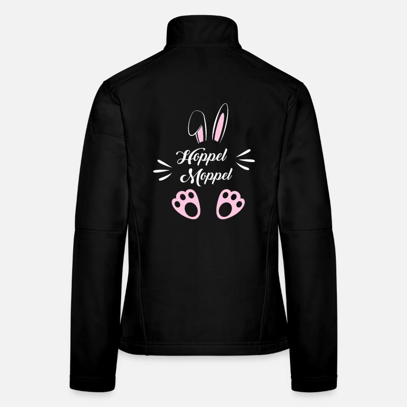Hoppel Moppel Hasenmotiv - Frauen Softshelljacke - Schwarz