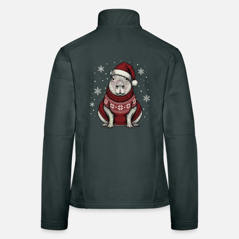 Noël Capybarry Capybara Pajama Noël Veste en tissu softshell Femme