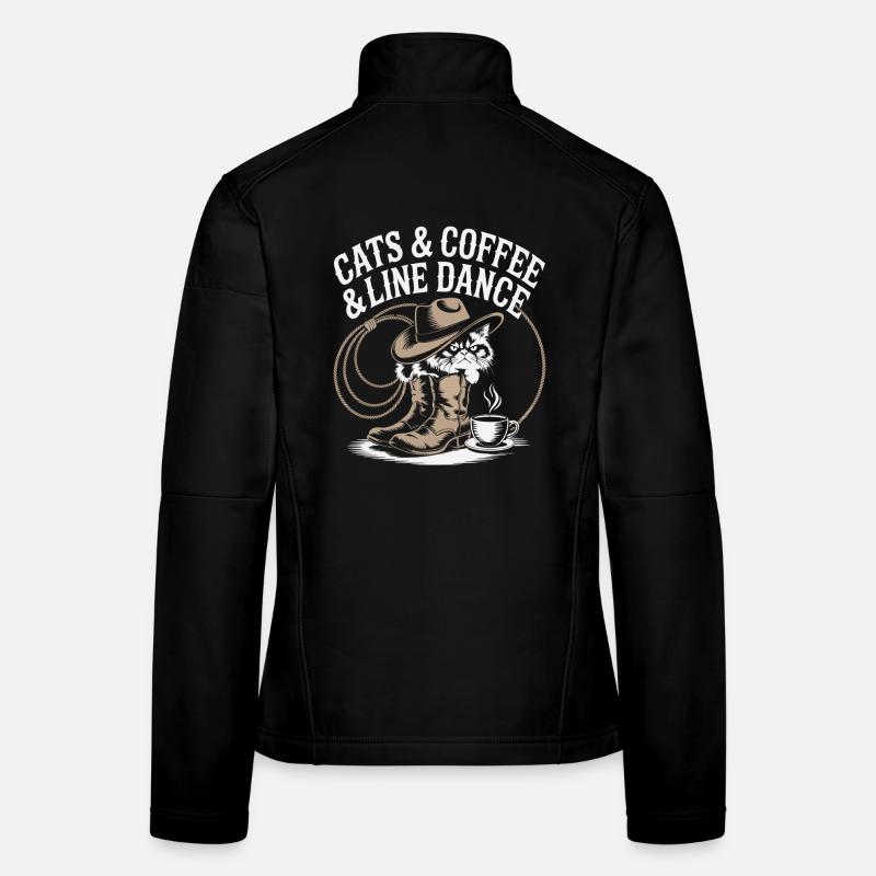 Cat Coffee Line Dance Women's Softshell Jacket