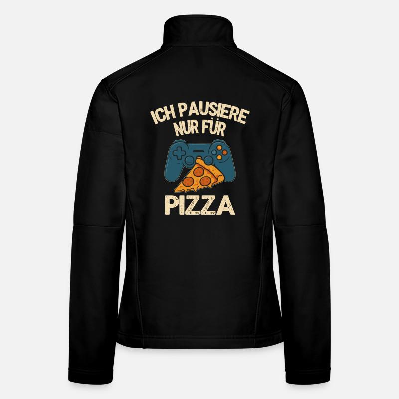 I'm only pausing for pizza - gamer motif - Women's Softshell Jacket - black