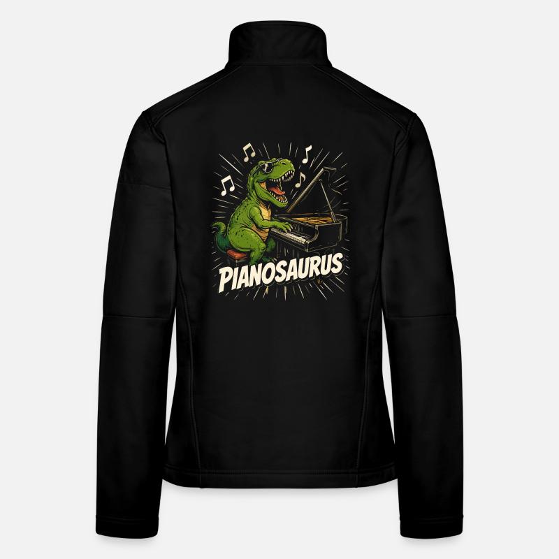 Fun Pianist Dinosaur Women's Softshell Jacket