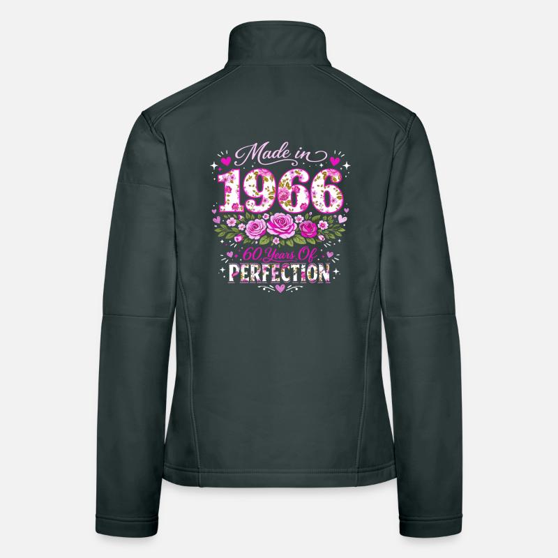 Frau's 60. Geburtstagsgeschenk – Geburtstagsblume 1966 Frauen Softshelljacke