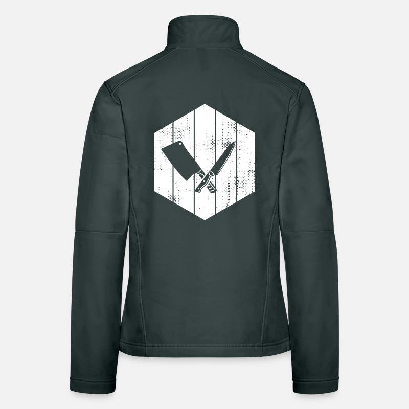 Messer Hackbeil Zeichnung Frauen Softshelljacke