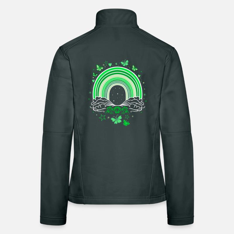 Arc-en-ciel de la Saint-Patrick avec des papillons Veste en tissu softshell Femme