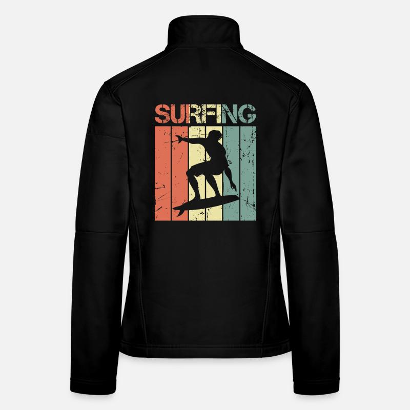 Vintage Surfbrett Frauen Softshelljacke