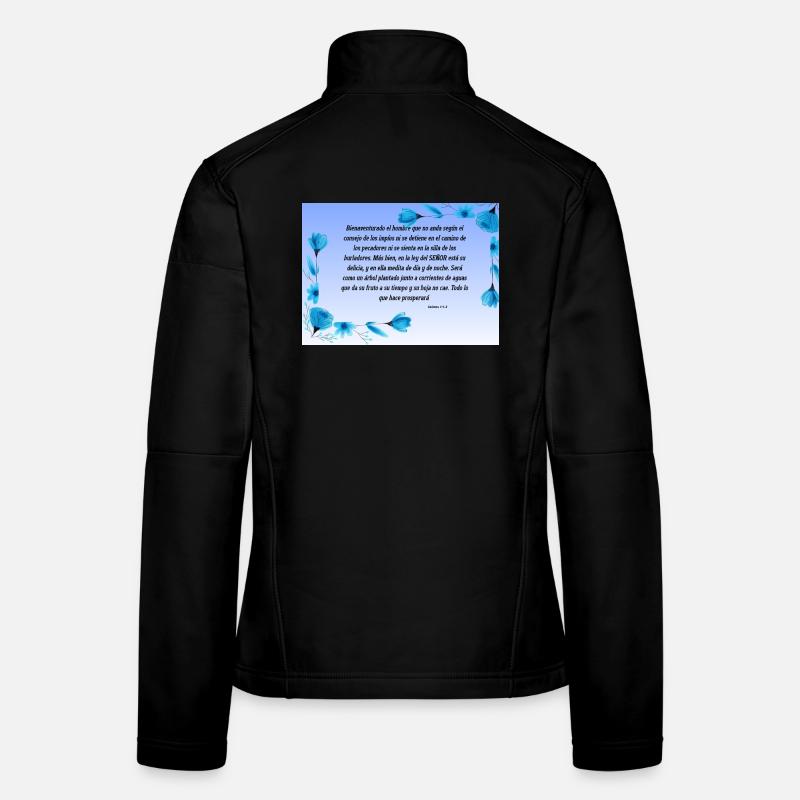 Beruhigender Bibelvers mit blauen Blumen Frauen Softshelljacke