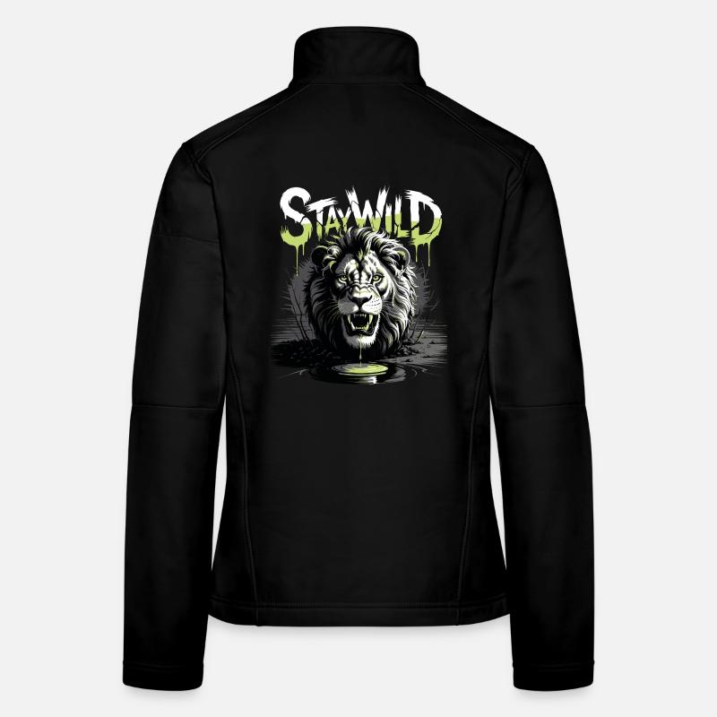 Stay Wild Spruch mit Löwe / Löwenkopf Frauen Softshelljacke