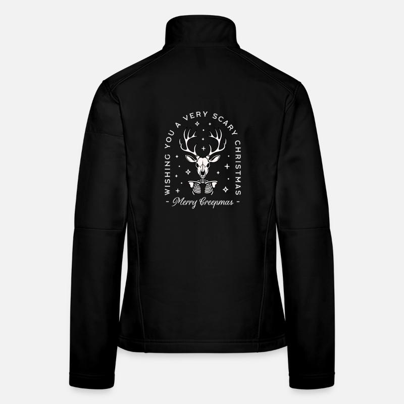 Squelette de renne effrayant gothique effrayant de Noël Veste en tissu softshell Femme