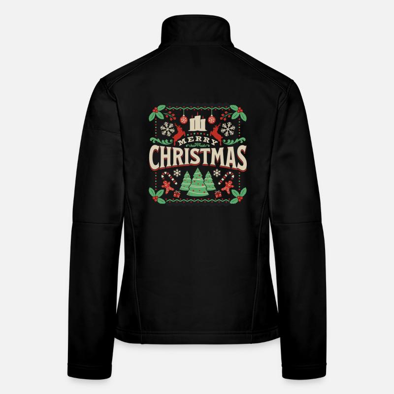 Merry Christmas Retro Typo ugly style Women's Softshell Jacket