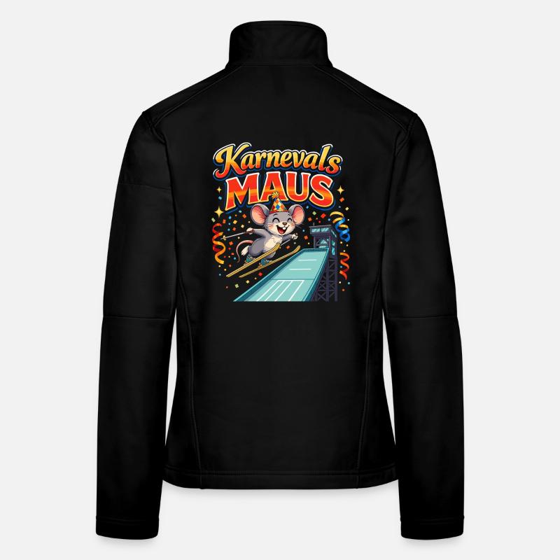 Karnevalsmaus Skispringen lustig  - Frauen Softshelljacke - Schwarz