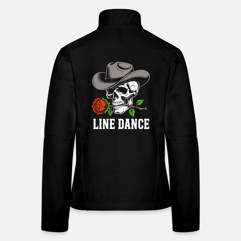 Western Skull Rose Hat Line Dance Women's Softshell Jacket