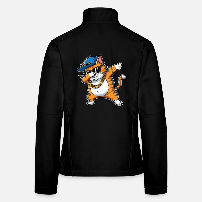 Dabbing Cat Cool Hip Hop Cartoon Women's Softshell Jacket