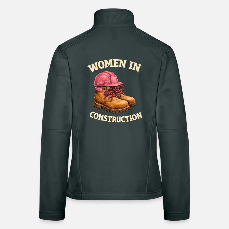 Women in Construction Work Boots and Construction Helmet Women's Softshell Jacket
