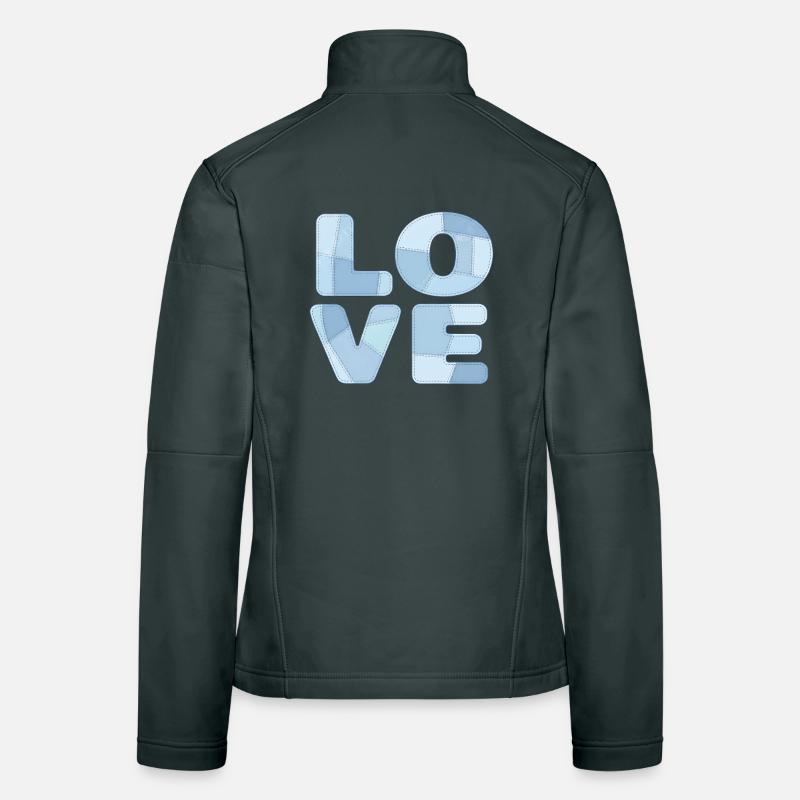 Patchwork Blue Love Motif for Kids & Babies Women's Softshell Jacket
