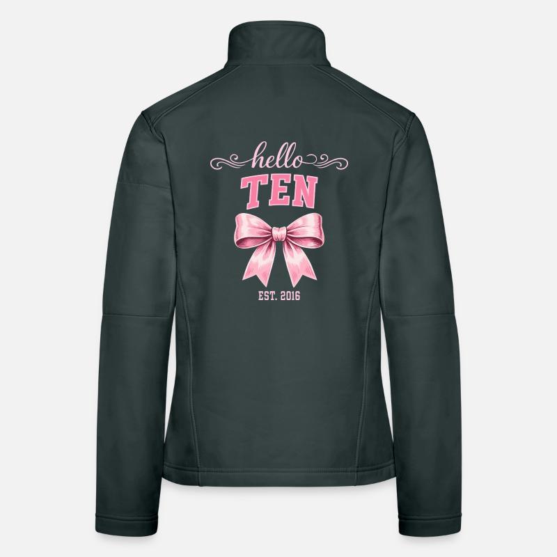 Hello Ten 10 Ans Est 2016 Anniversaire Nœud Veste en tissu softshell Femme