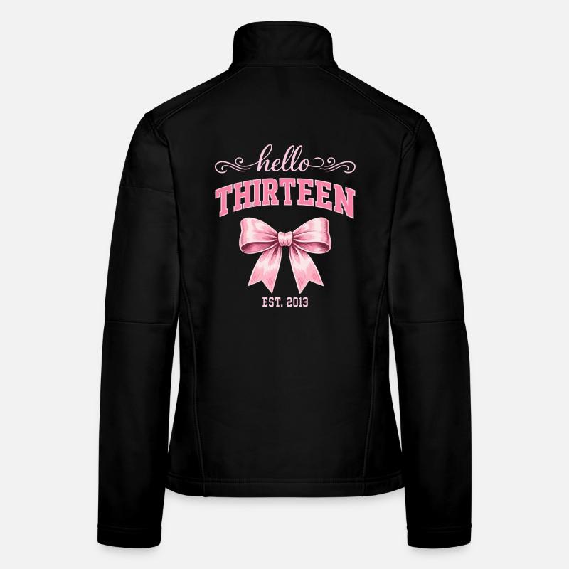 Hello Thirteen 13 Year Old Is 2013 Birthday Knot - Women's Softshell Jacket - black