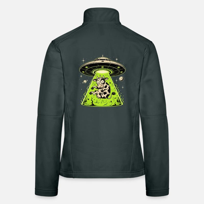 Alien Kuh Entführung Weirdcore Surreal Frauen Softshelljacke