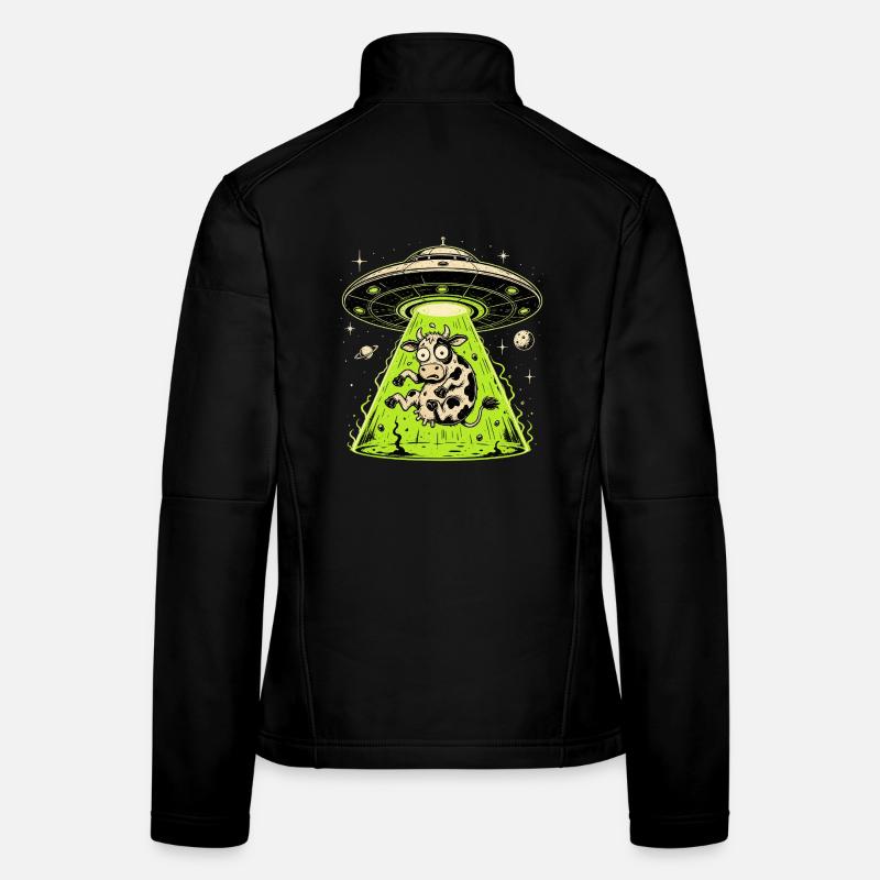 Alien Kuh Entführung Weirdcore Surreal Frauen Softshelljacke