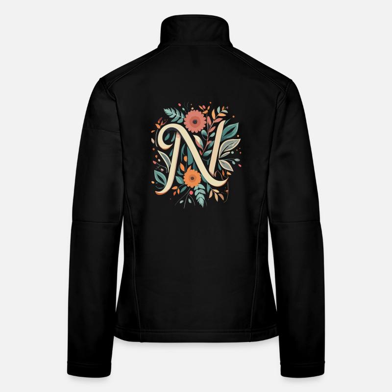 N typography floral Women's Softshell Jacket