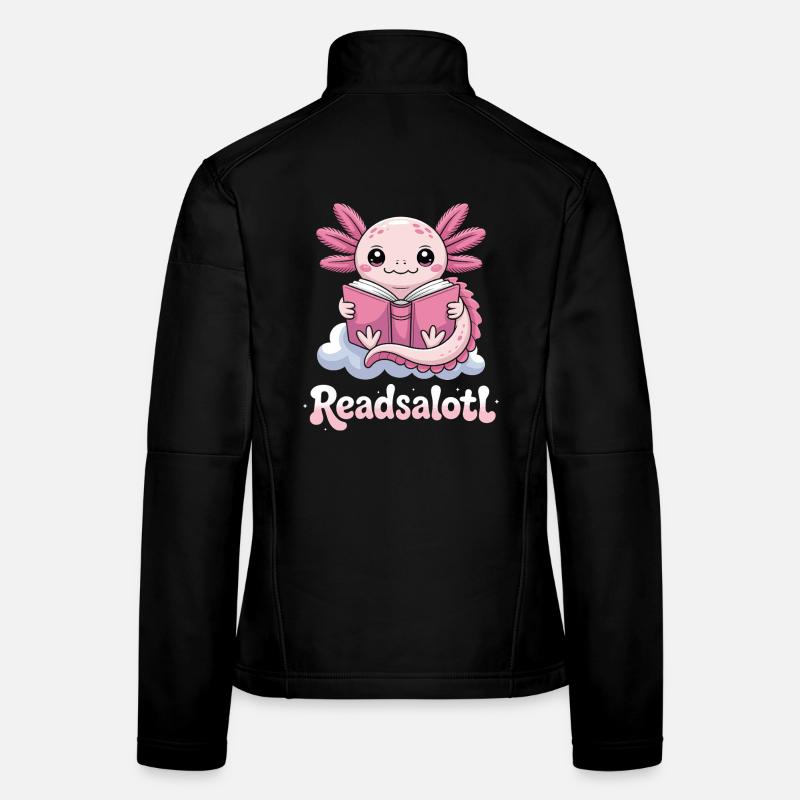 Readsalotl Axolotl-Lesebücher - Frauen Softshelljacke - Schwarz