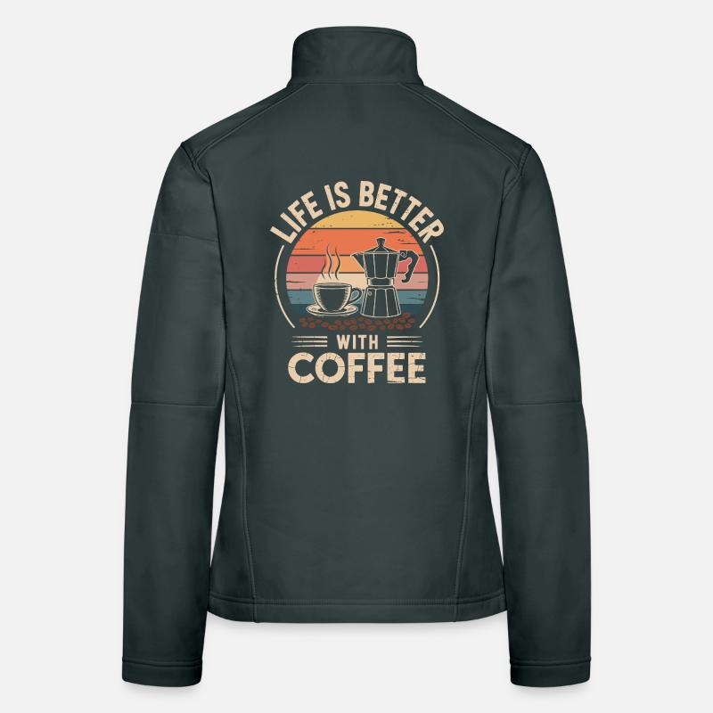 Lebensfreude mit Kaffee Illustration Frauen Softshelljacke