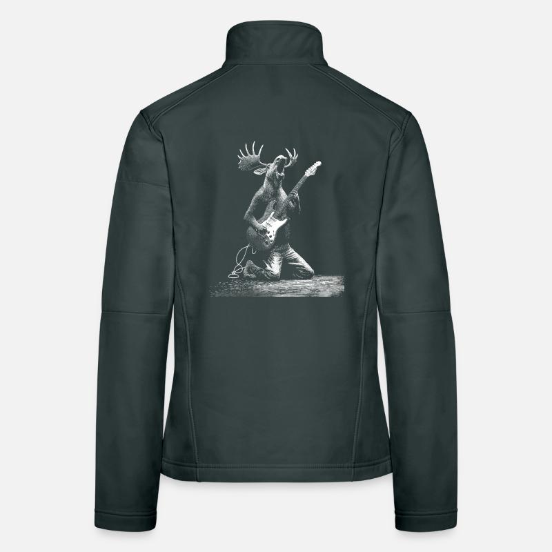 Rockender Elch mit E-Gitarre Geschenk Musikfans Frauen Softshelljacke