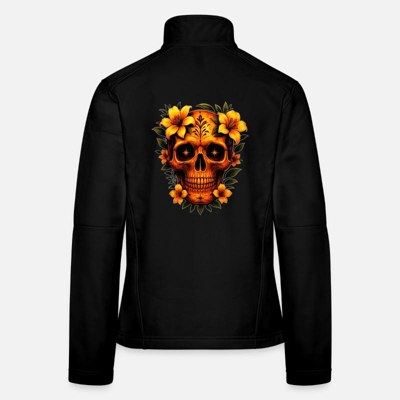 Totenkopf mit Blumen  Frauen Softshelljacke
