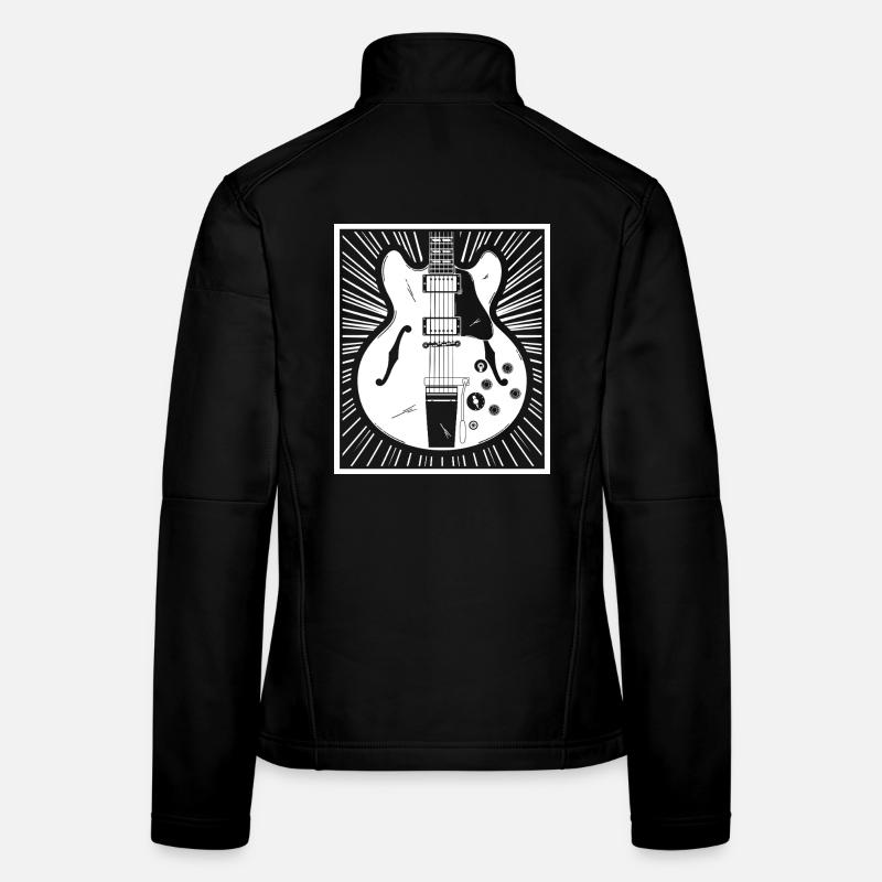 Affiche de silhouette de guitare rétro Veste en tissu softshell Femme