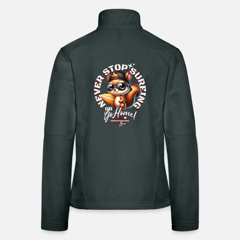 Surfer squirrel with surfboard Women's Softshell Jacket