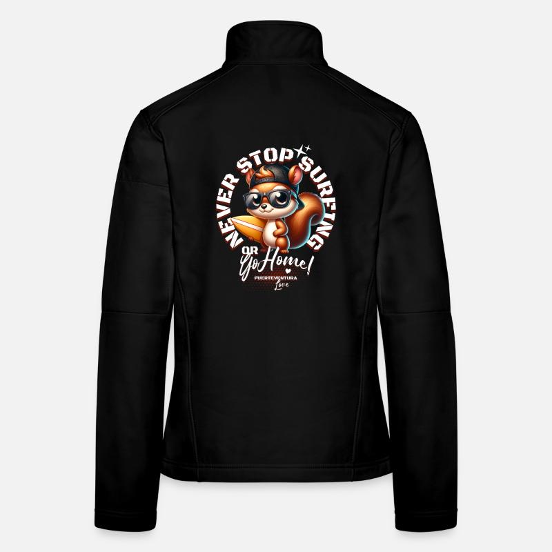 Surfer squirrel with surfboard Women's Softshell Jacket
