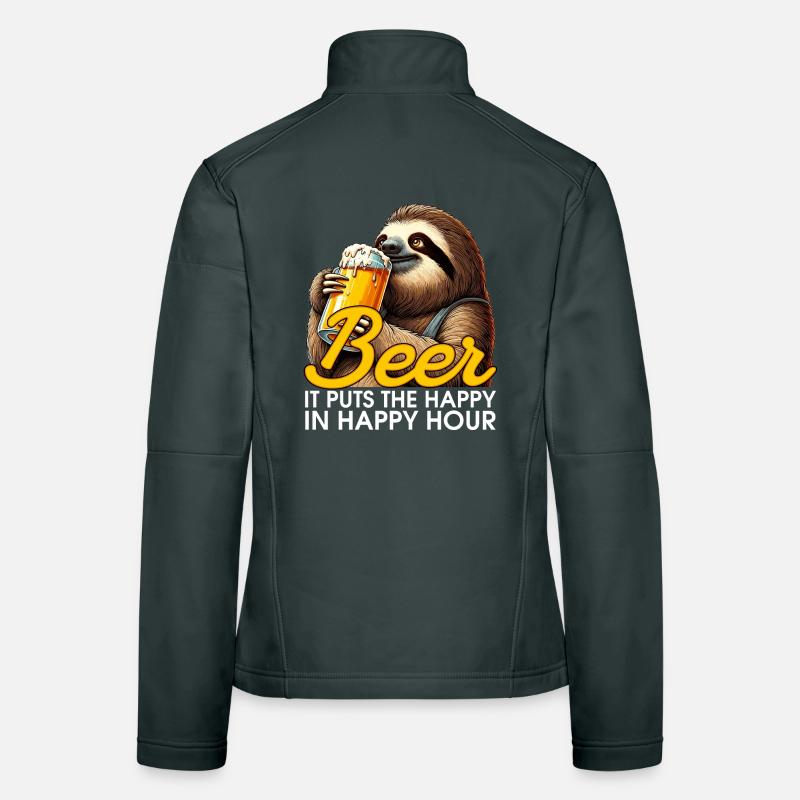 Happy Hour Beer Sloth Gift Women's Softshell Jacket