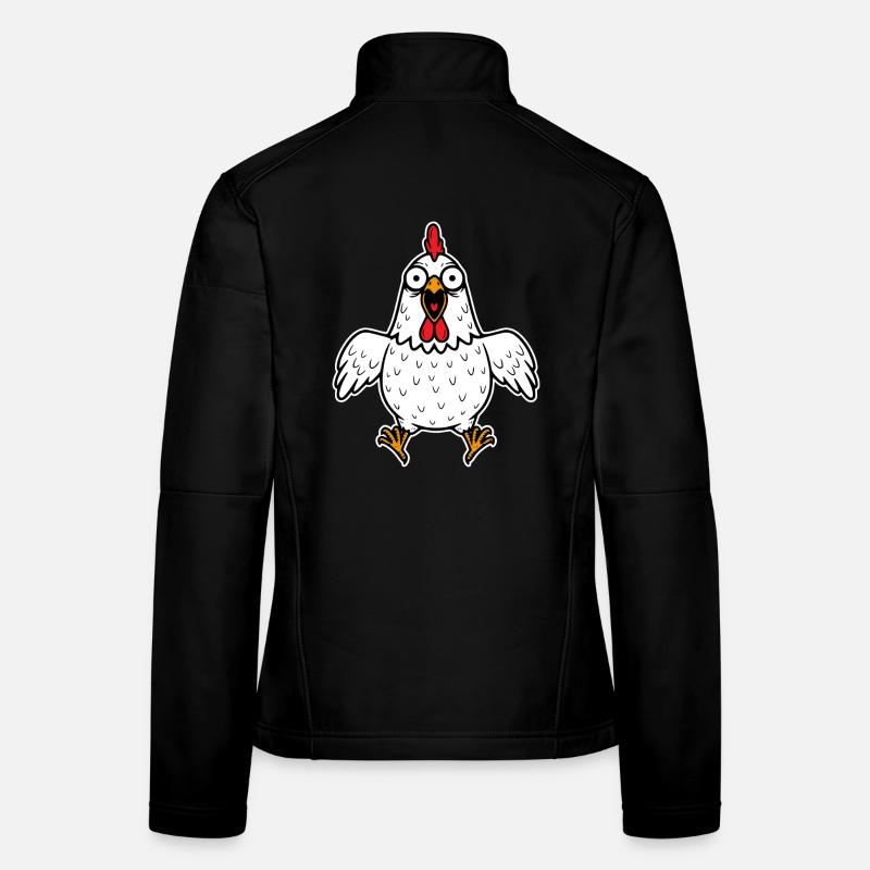 poule poule coq coq volaille poulets crazy Veste en tissu softshell Femme